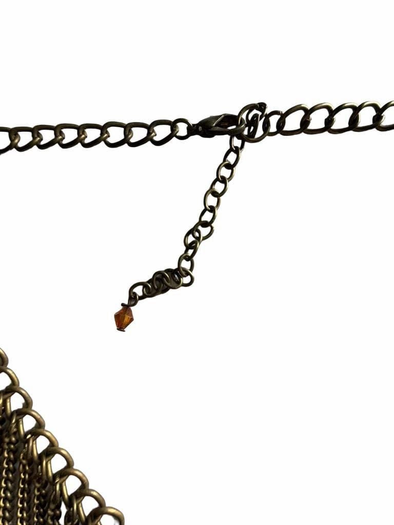 Amber Bead Fringe Statement Bib Necklace 7