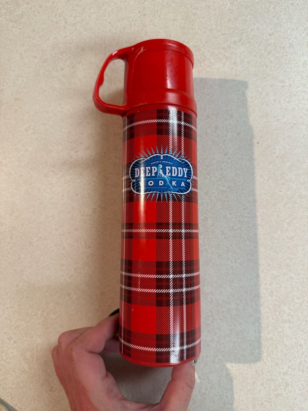 Deep Eddy Vodka Red Plaid Thermos Bottle With Cup 1