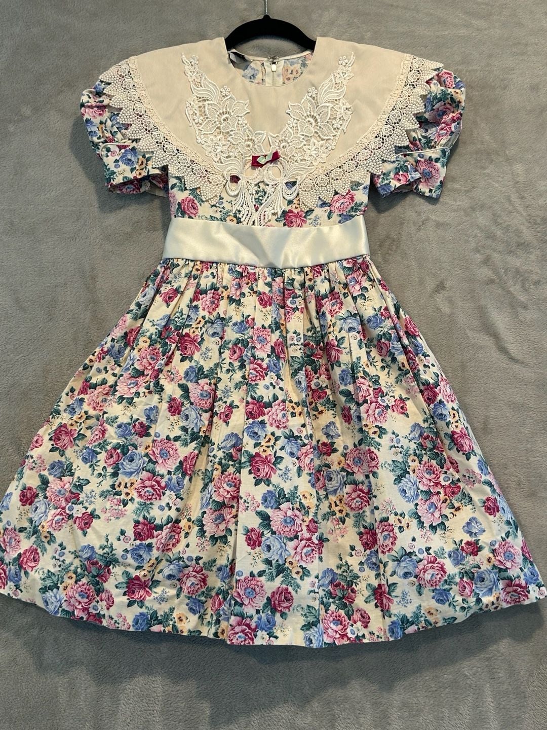 Gerat Girls Dress Size 12 Floral Lace Collar Vintage 2