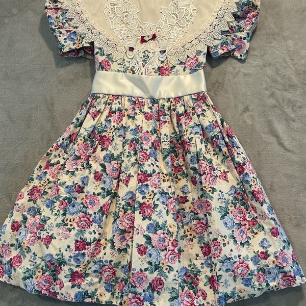 Gerat Girls Dress Size 12 Floral Lace Collar Vintage