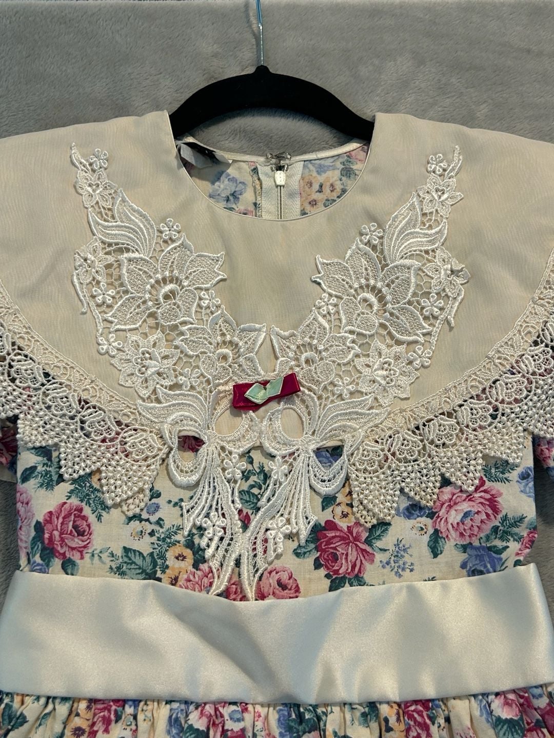 Gerat Girls Dress Size 12 Floral Lace Collar Vintage 4