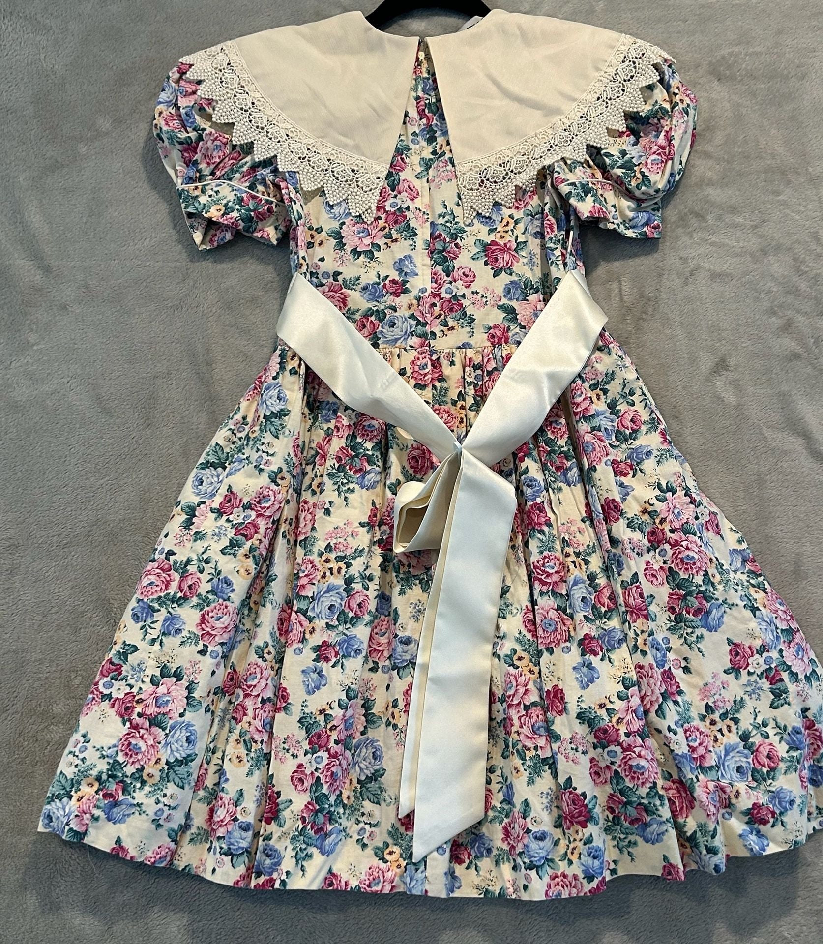 Gerat Girls Dress Size 12 Floral Lace Collar Vintage 7