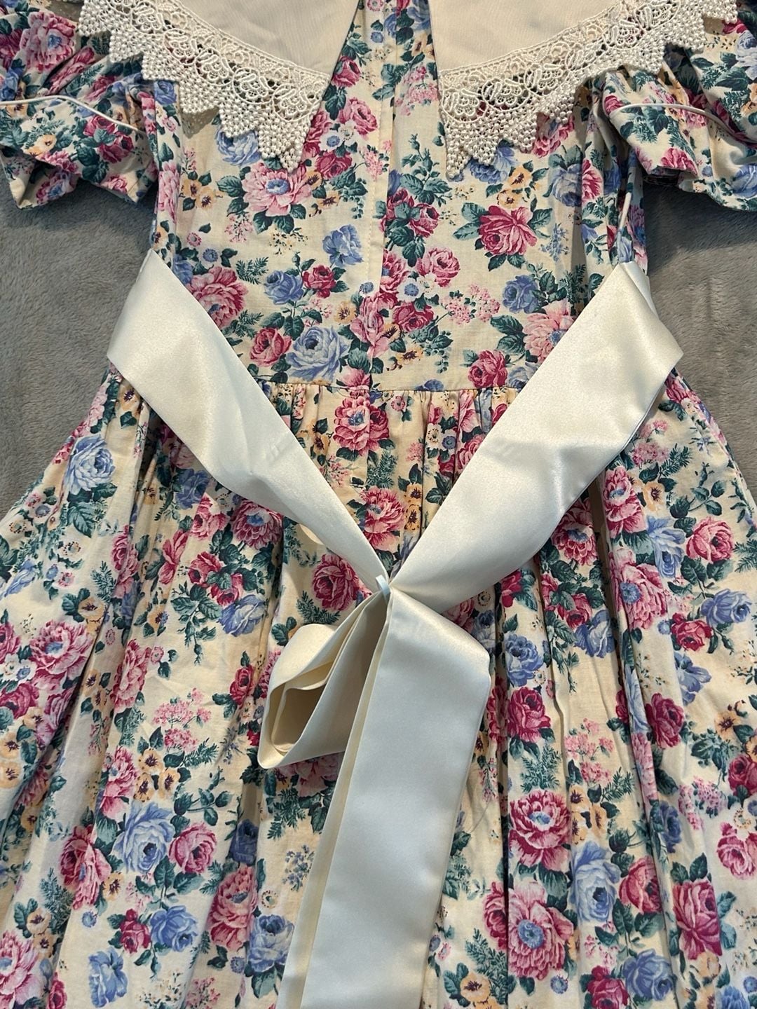 Gerat Girls Dress Size 12 Floral Lace Collar Vintage 8