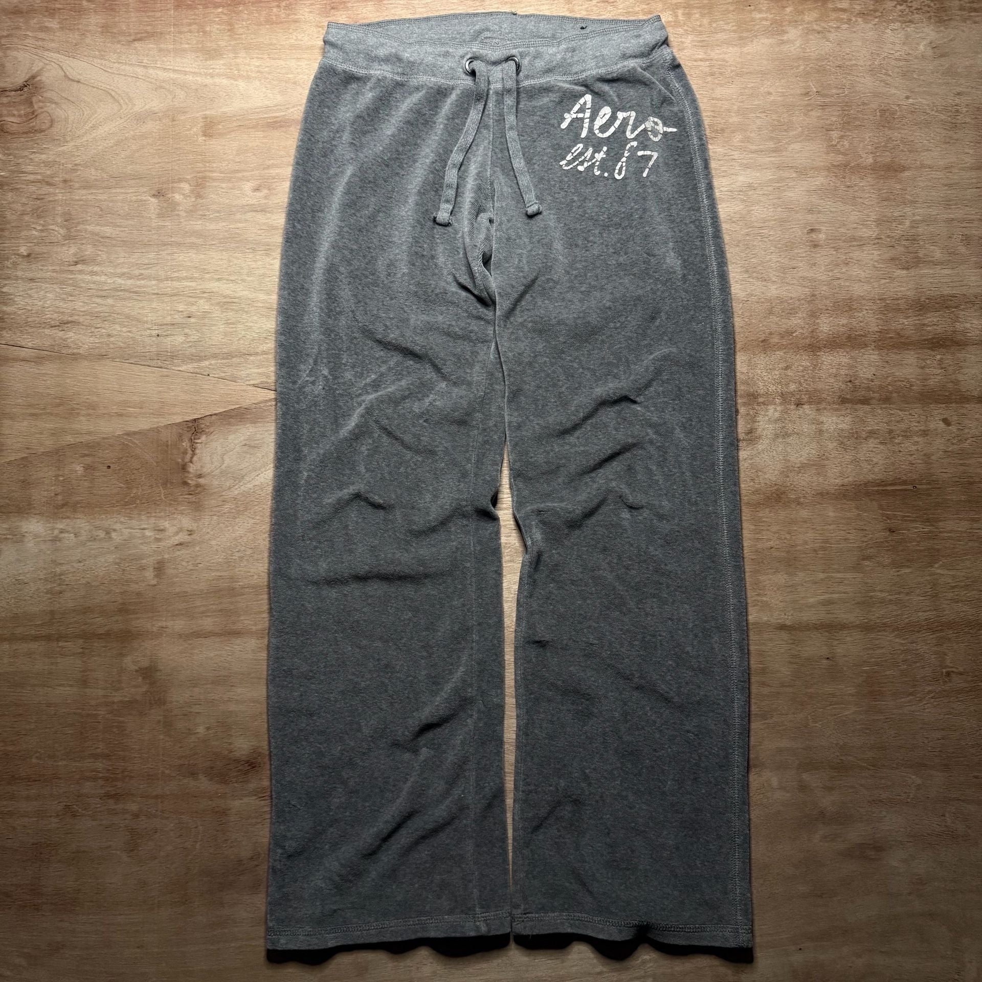 Aeropostale Aero Est. 87 Gray Velour Lounge Sweatpants XS Y2K Style 2