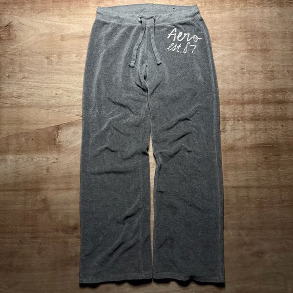 Aeropostale Aero Est. 87 Gray Velour Lounge Sweatpants XS Y2K Style