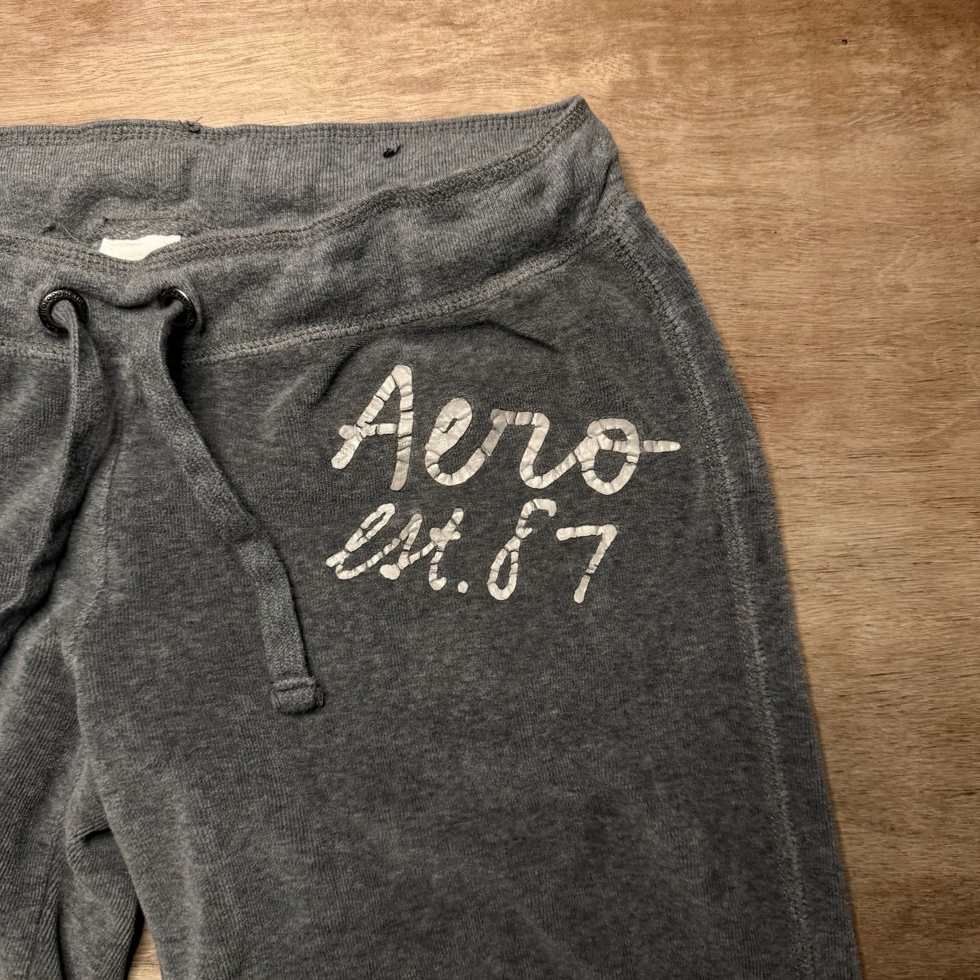 Aeropostale Aero Est. 87 Gray Velour Lounge Sweatpants XS Y2K Style 3