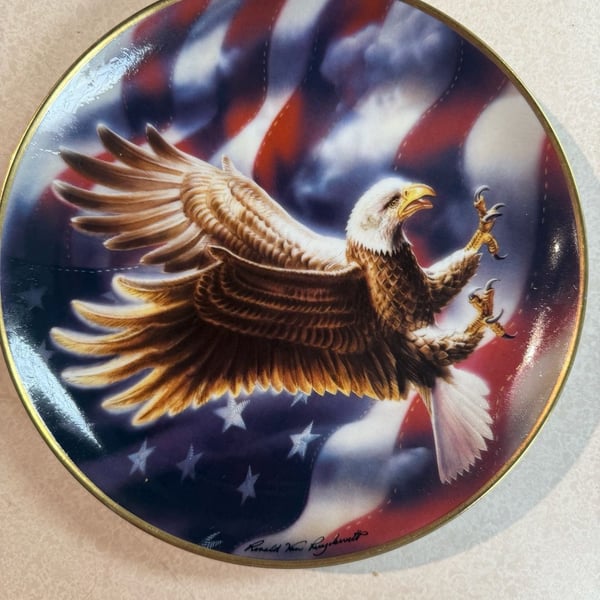 Franklin Mint The American Eagle Plate Ronald Van Ruyckevelt 8 Inch