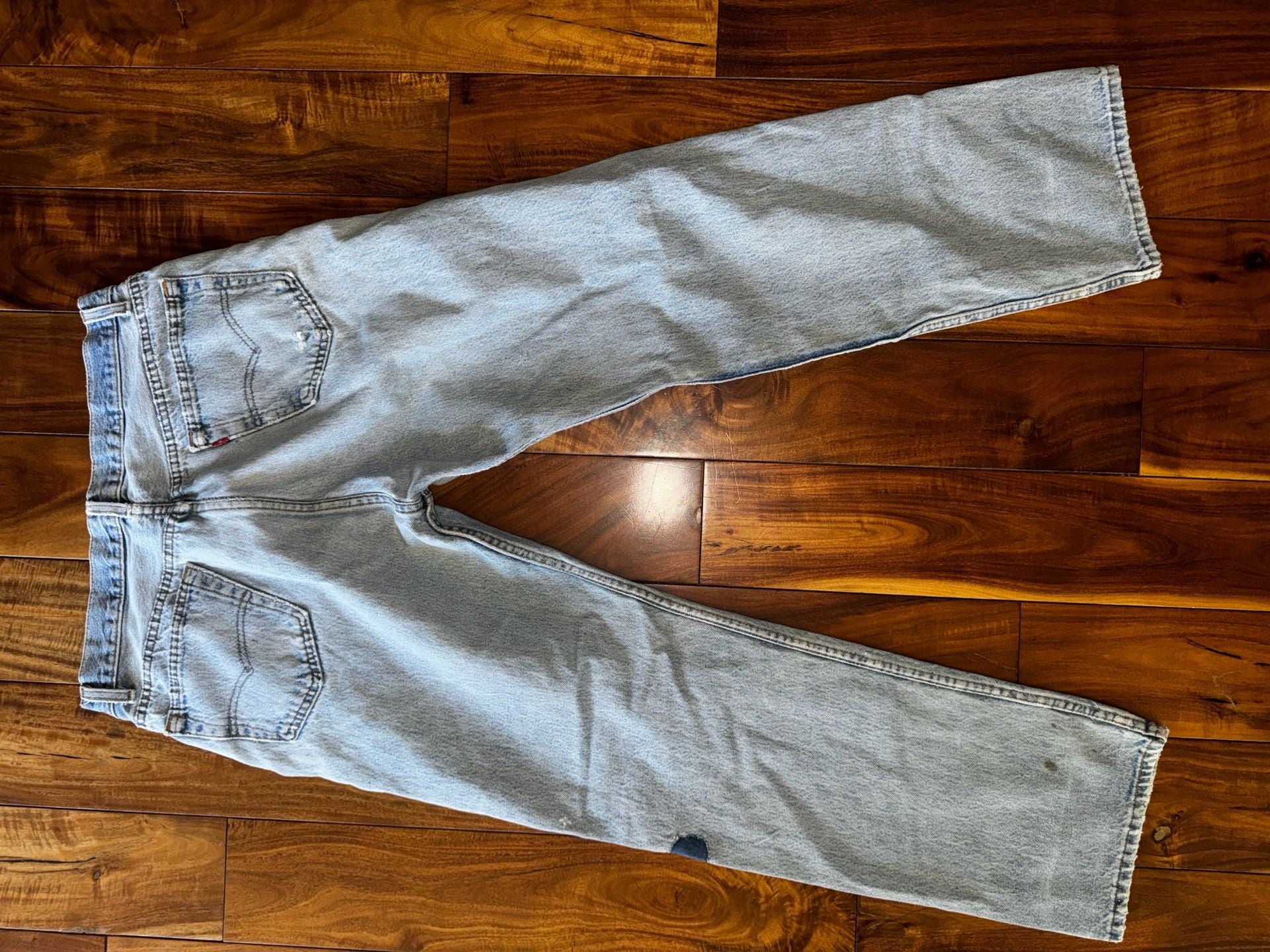 Levi's 501 1989 Vintage Denim Jeans Size 36x30 Light Wash Ripped Patches 8