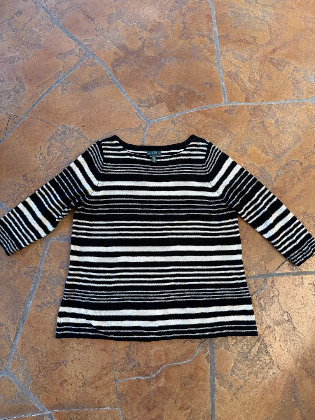 Lauren Jeans Co. Ralph Lauren Striped Sweater Size M Black White 2