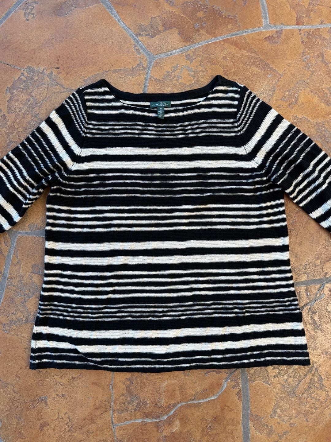 Lauren Jeans Co. Ralph Lauren Striped Sweater Size M Black White 4