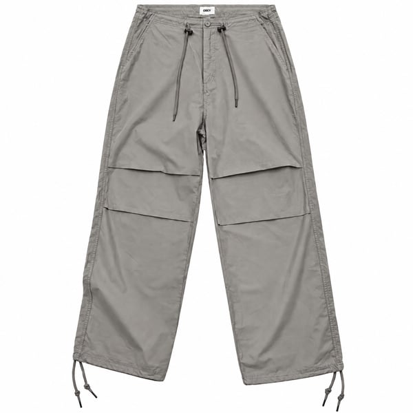 OBEY Mina Parachute Pants Women’s 28 Silver Grey Baggy Drawstring