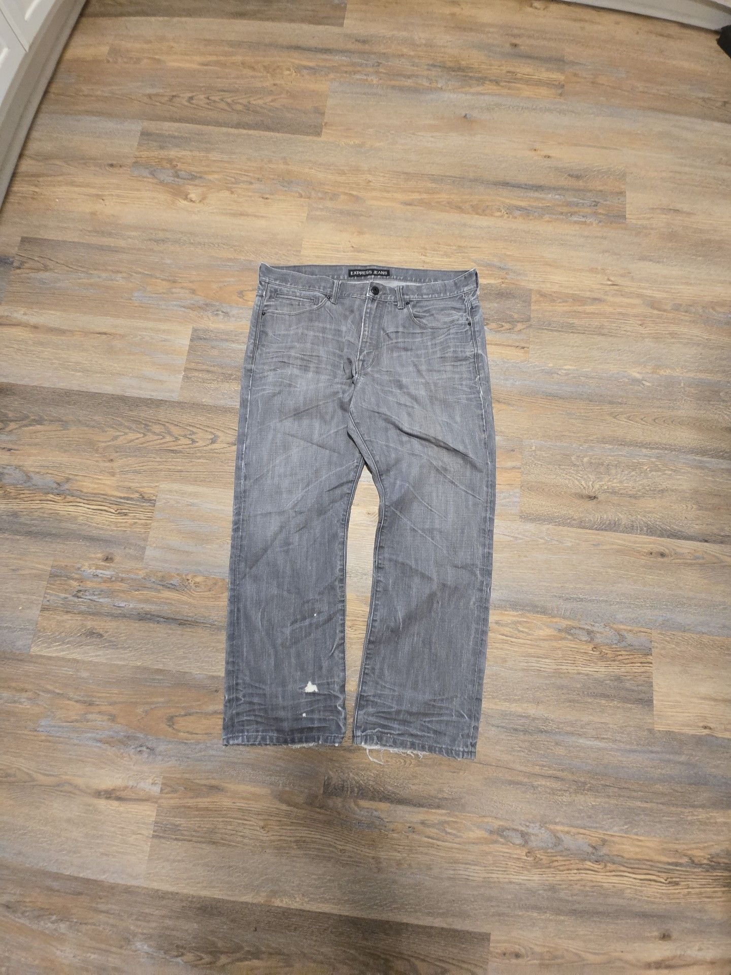 Y2K Express Jeans Baggy Bootcut Gray Denim 36 1