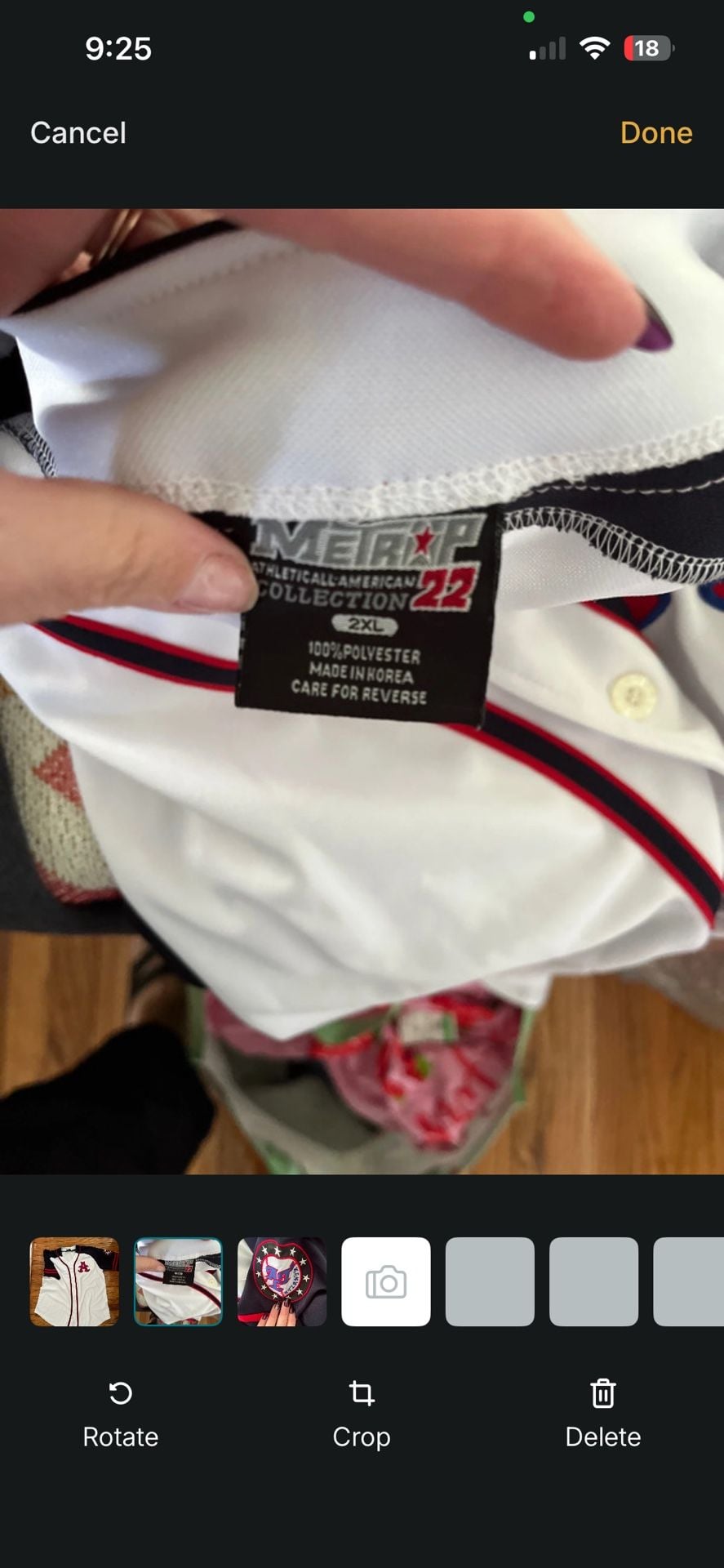 Merip Athletic American Collection Atlanta Braves Jersey 2XL White Black Red 3