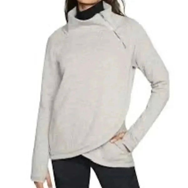 Athleta Cozy Karma Asymmetrical Pullover Sweatshirt Gray XS