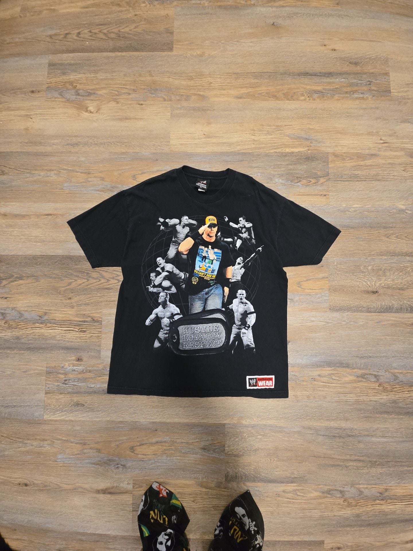 Y2K WWE John Cena Cenation Hustle Loyalty Respect T-Shirt Black Size XL 1