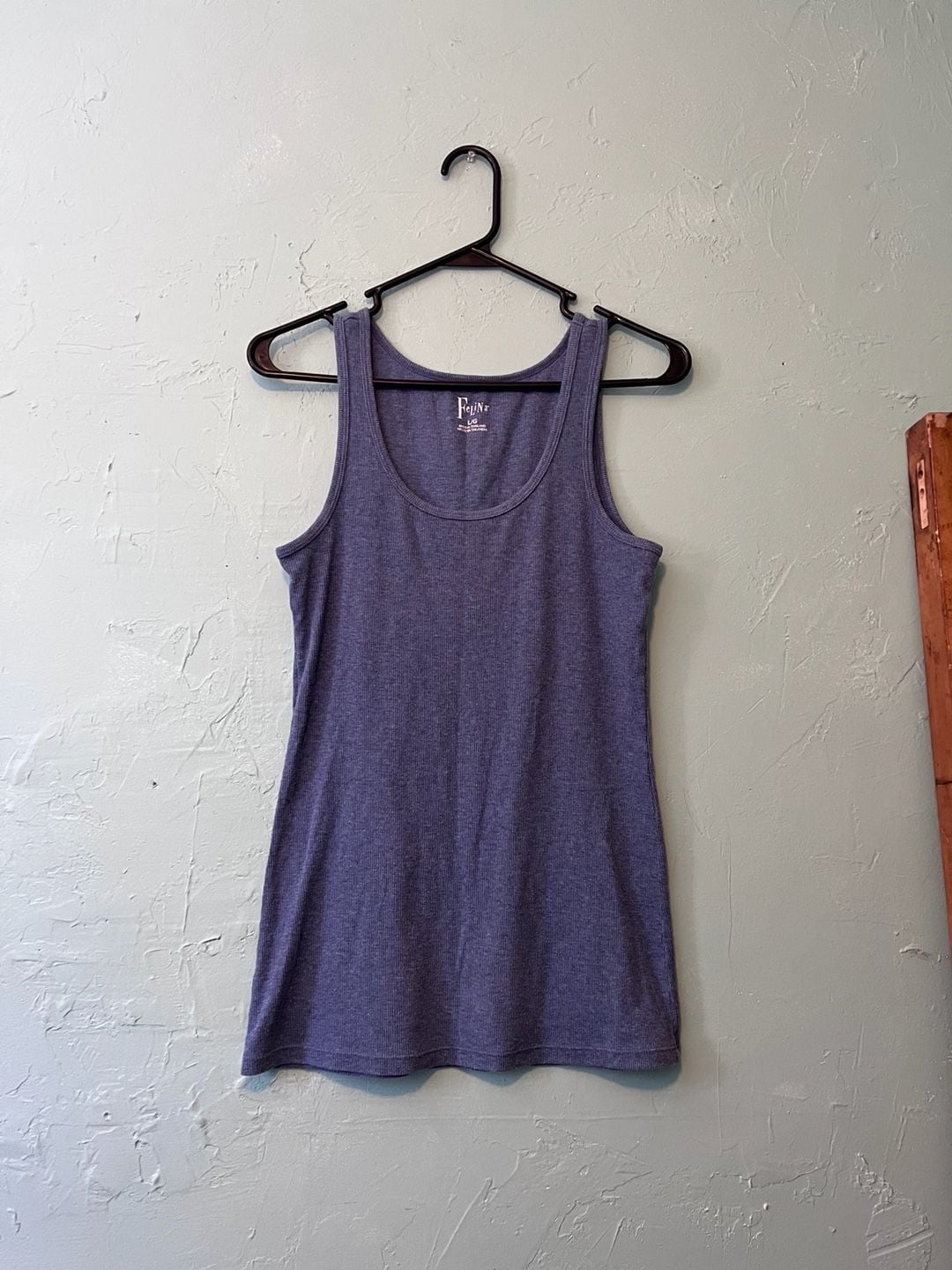 Felina Navy Blue Ribbed Tank Top Size L 2