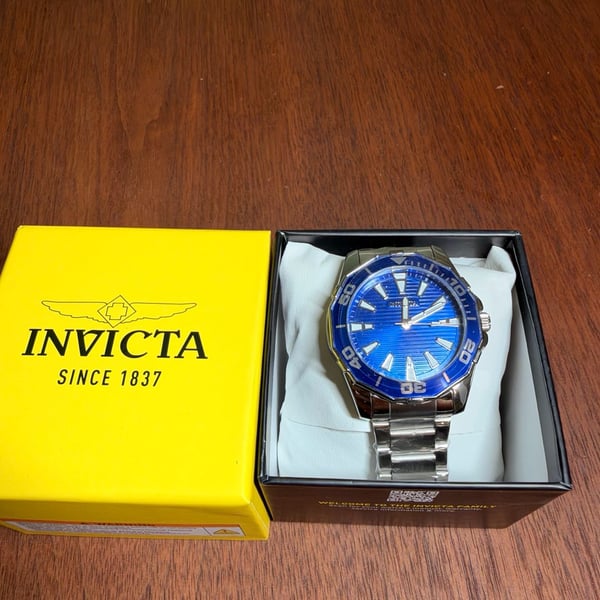 Invicta Diver Meridian Men's Watch 46mm Steel with Blue Bezel