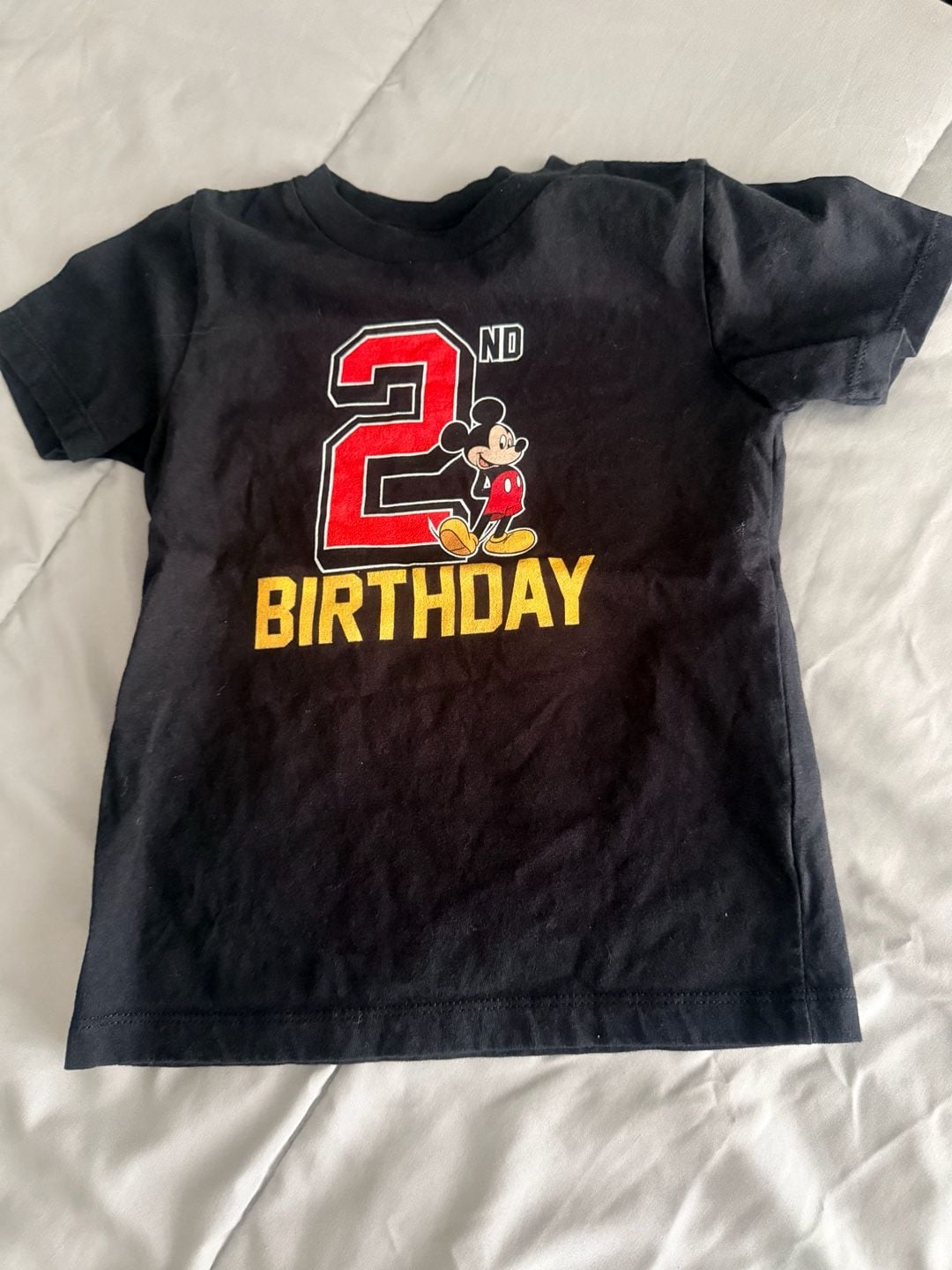 Port & Company Disney Mickey Mouse 2nd Birthday T-Shirt 3T Toddler Black Cotton 1