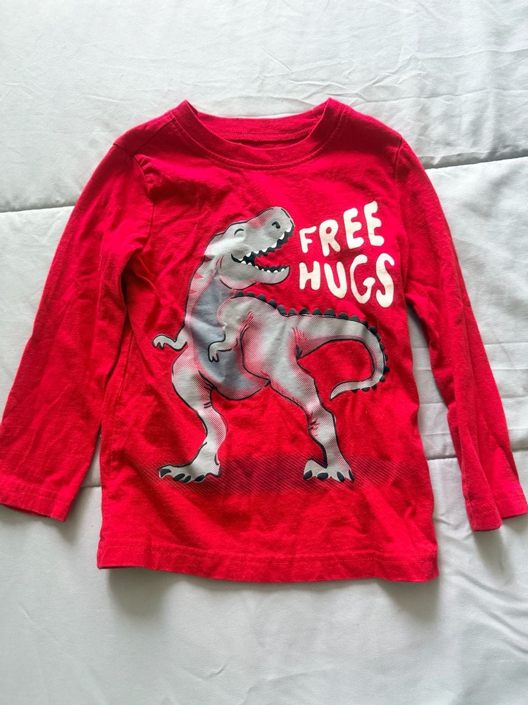 Just One You Made By Carter's Free Hugs Dinosaur Long Sleeve Tee Size 3T Red 1