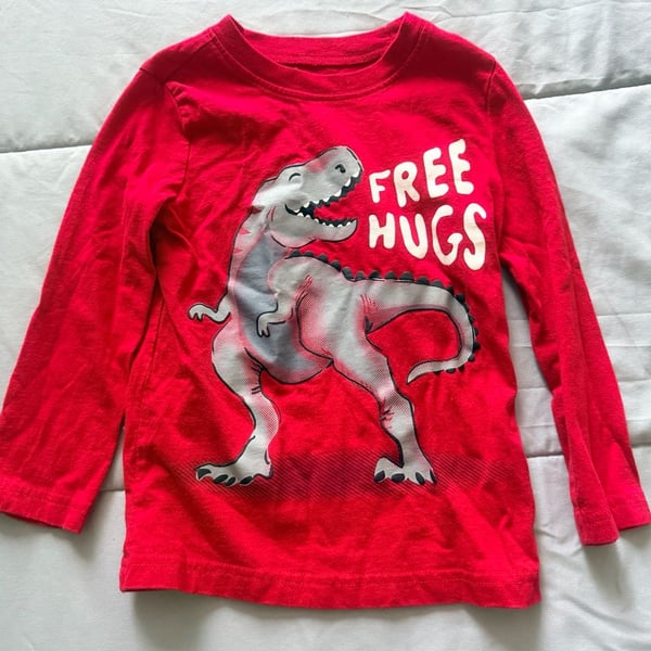 Just One You Made By Carter's Free Hugs Dinosaur Long Sleeve Tee Size 3T Red