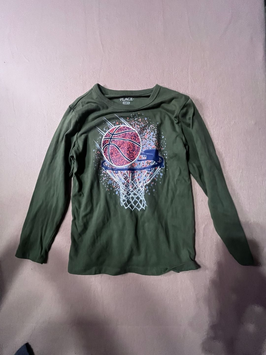 The Children's Place Boys Long Sleeve Basketball Graphic Tee Green 2