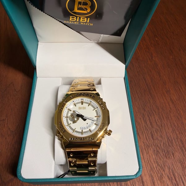 BIBI Luxury Watch S-Sports Gold Stainless Steel White Dial