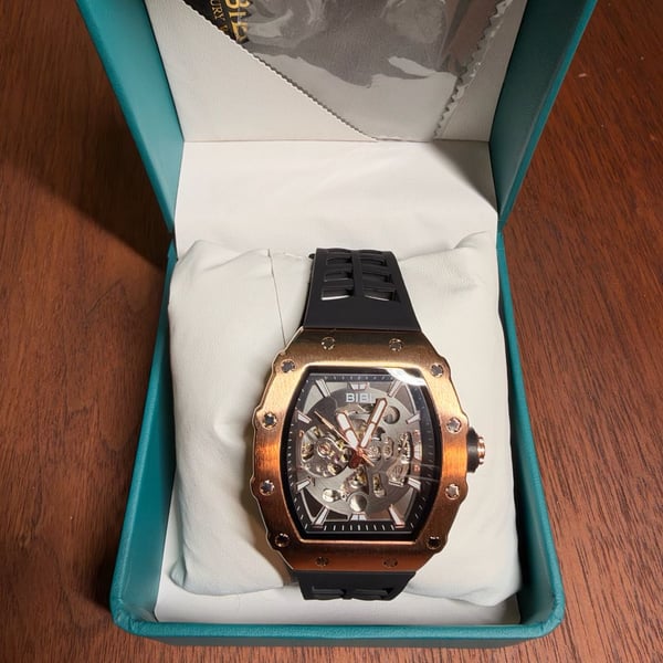 BiBi Automatic Skeleton Watch Rose Gold and Black