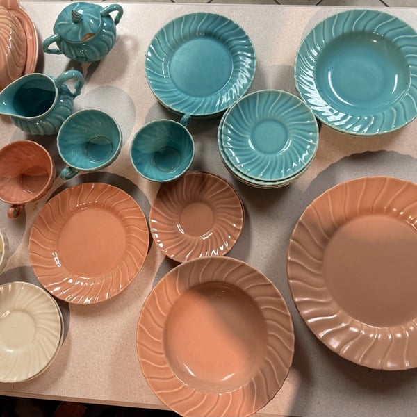 Vintage Franciscan Coronado Swirl Dinnerware Set Pastel Assorted Pieces