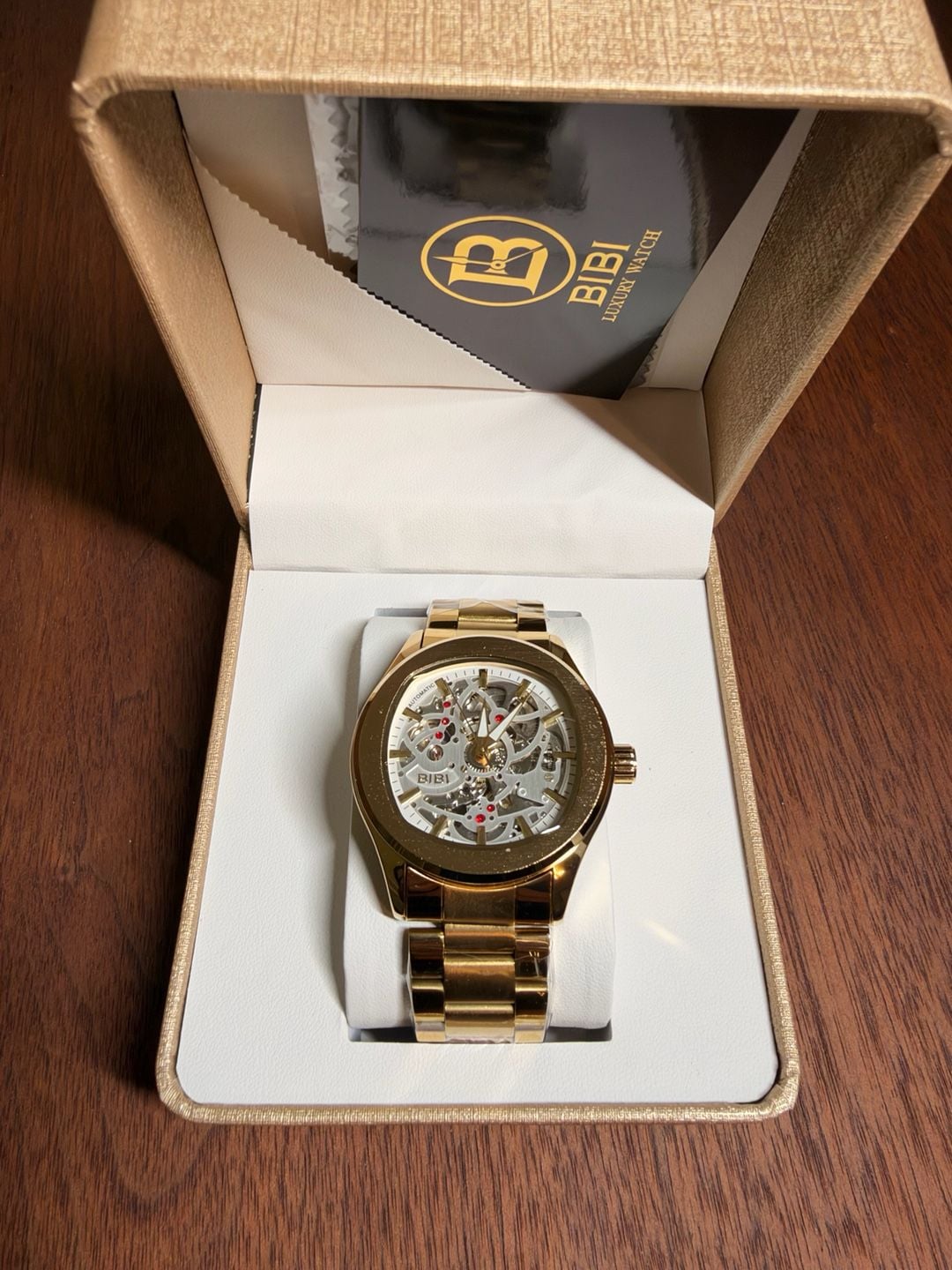 BIBI Luxury Watch Automatic Gold Skeleton Stainless Steel Watch 2