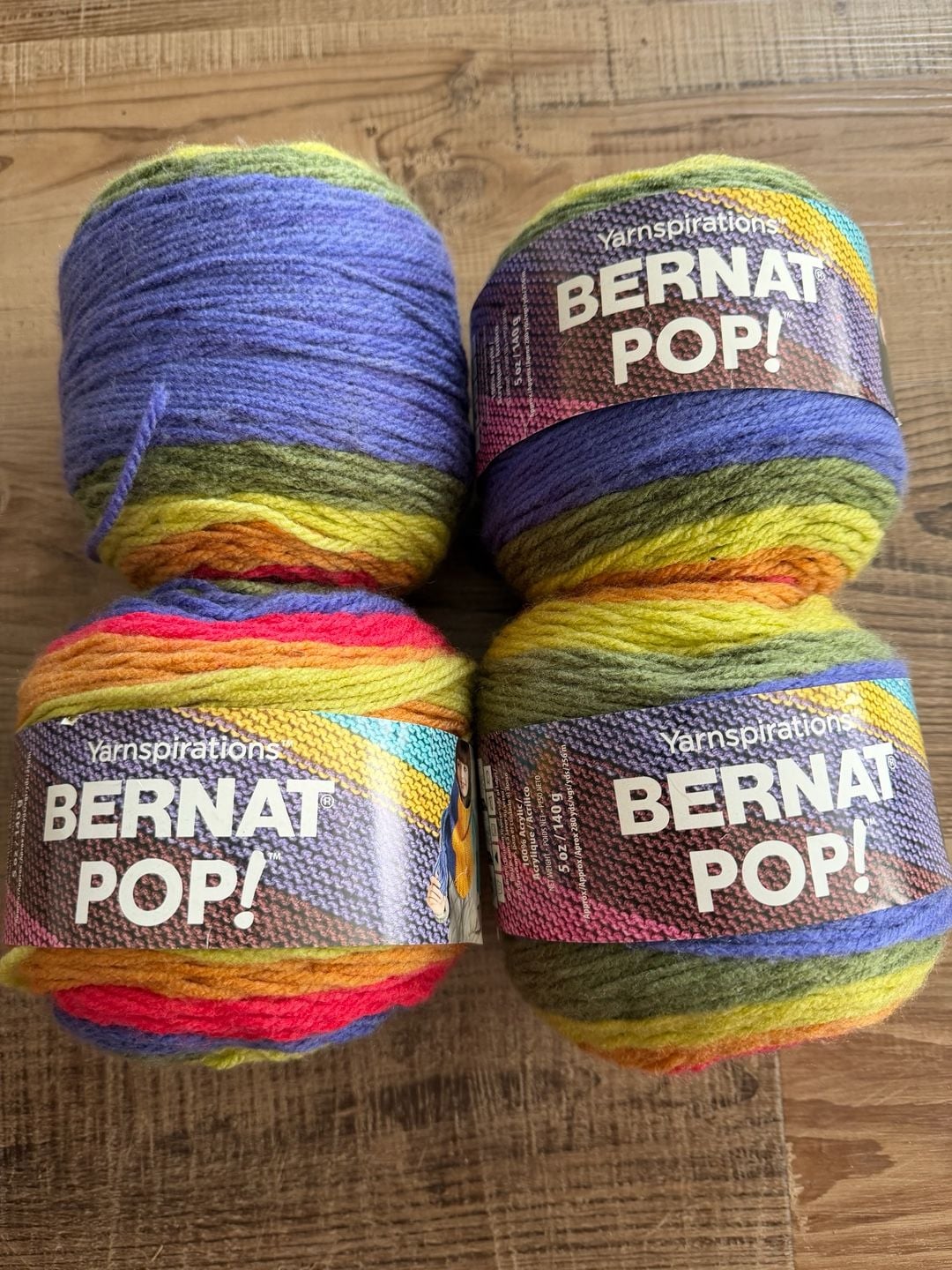 Bernat POP Full Spectrum Lot of 4 Color Gradient Yarn 5oz 100% acrylic 1