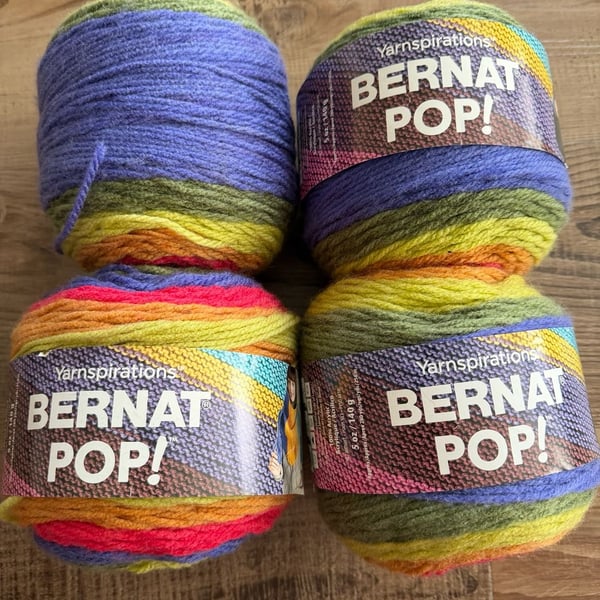 Bernat POP Full Spectrum Lot of 4 Color Gradient Yarn 5oz 100% acrylic 