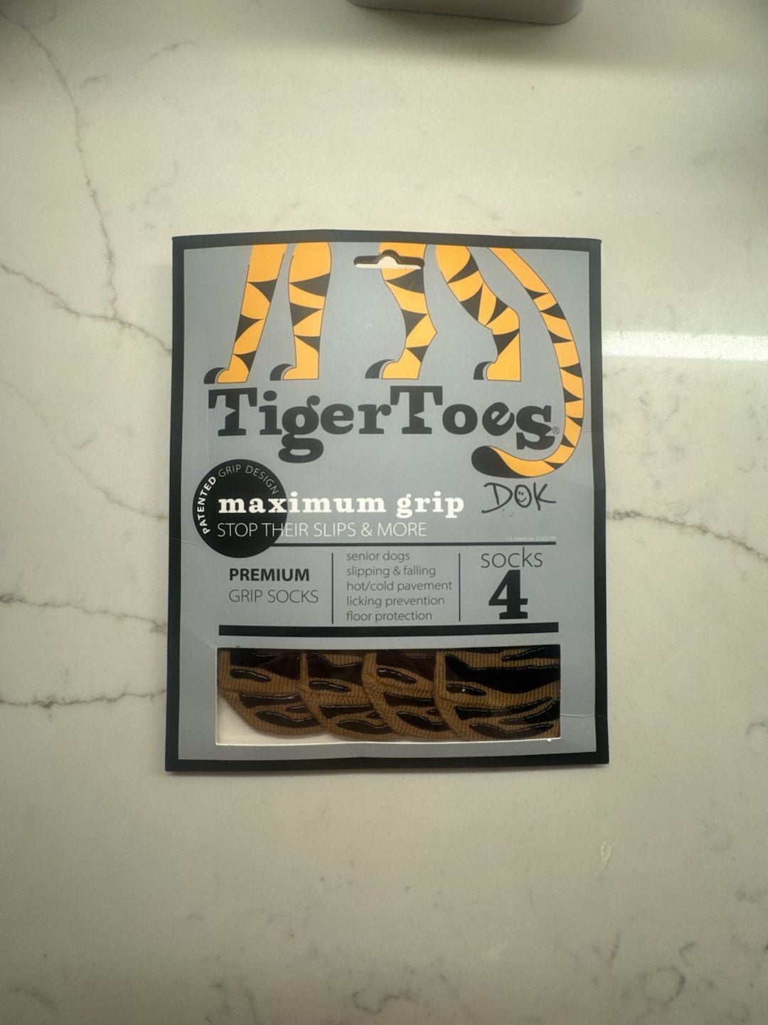 DOK TigerToes Premium Grip Socks Size Medium for Dogs 4 Pack 1