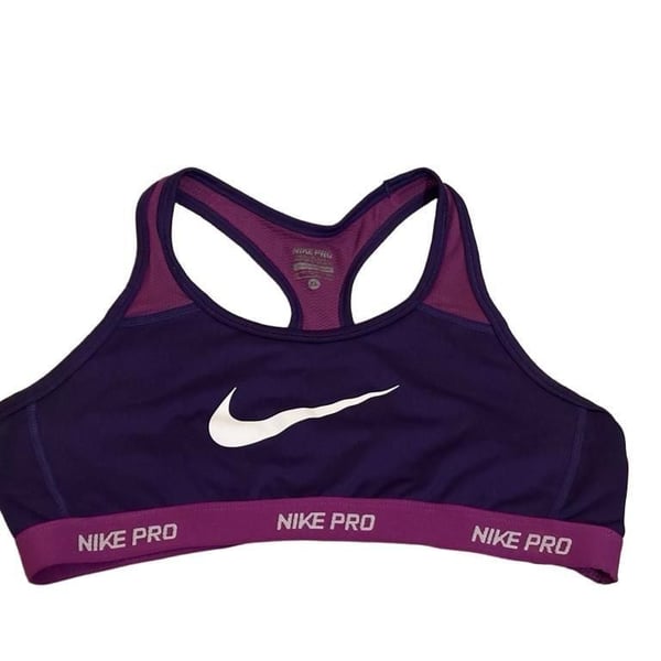 Nike Pro Dri-Fit Sports Bra Size XL Purple Racerback