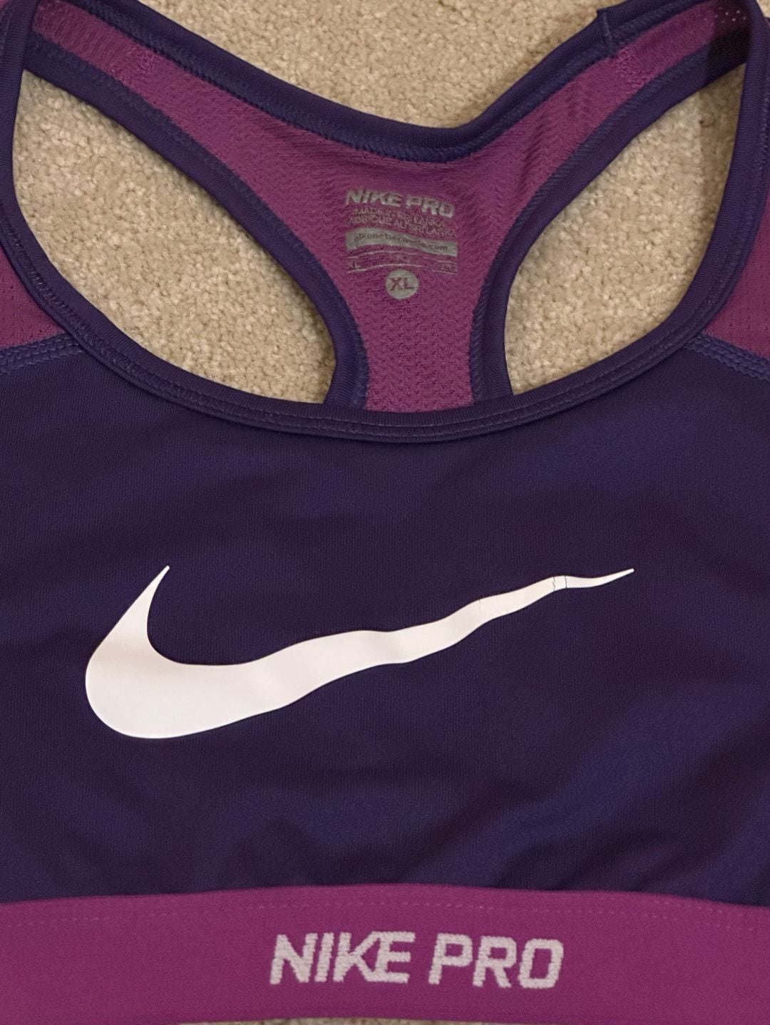Nike Pro Dri-Fit Sports Bra Size XL Purple Racerback 10