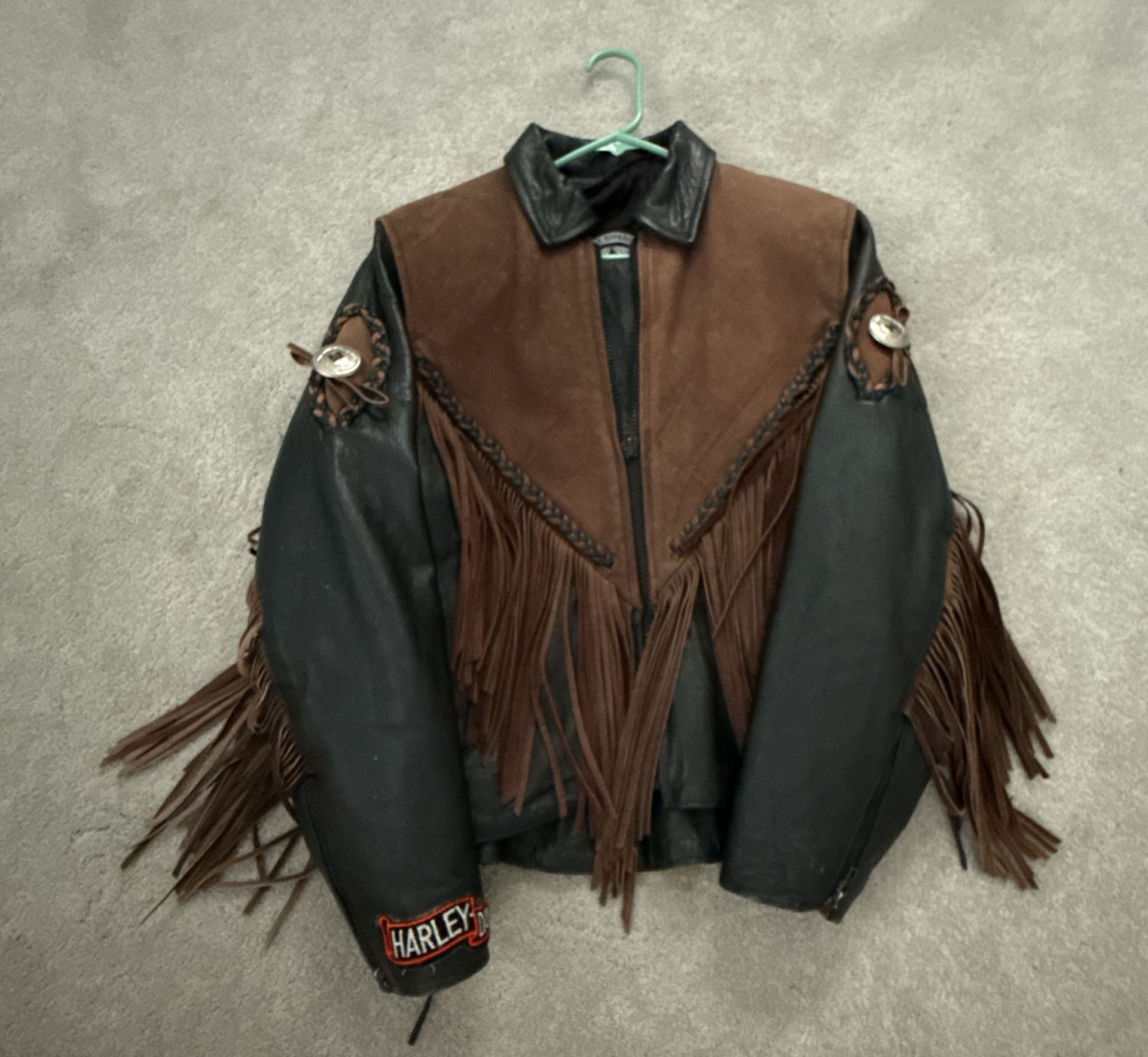 Shaf Leather Collection Women's Fringe Leather Jacket Size Large Black/Brown 2