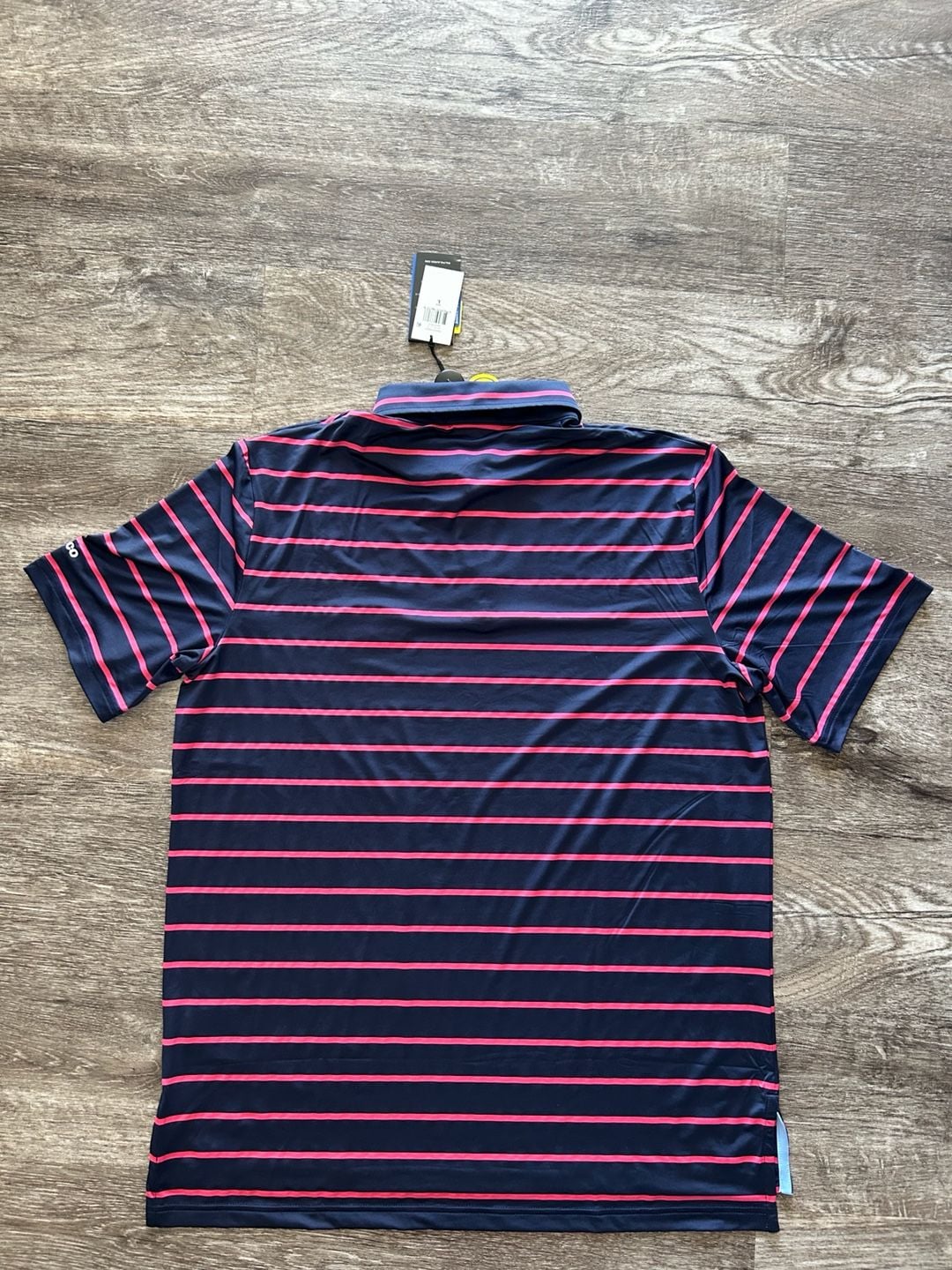 RLX Ralph Lauren Pink Navy Striped Short Sleeve Wicking Golf Polo Men’s L NWT 3