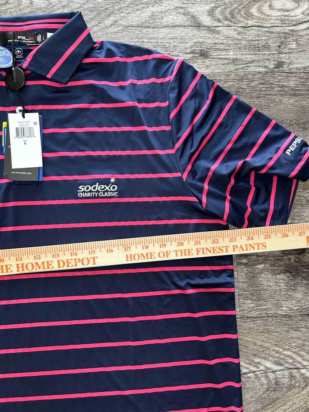 RLX Ralph Lauren Pink Navy Striped Short Sleeve Wicking Golf Polo Men’s L NWT 6
