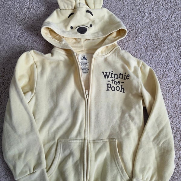 Disney Winnie the Pooh Full Zip Hoodie Youth 9/10  Yellow