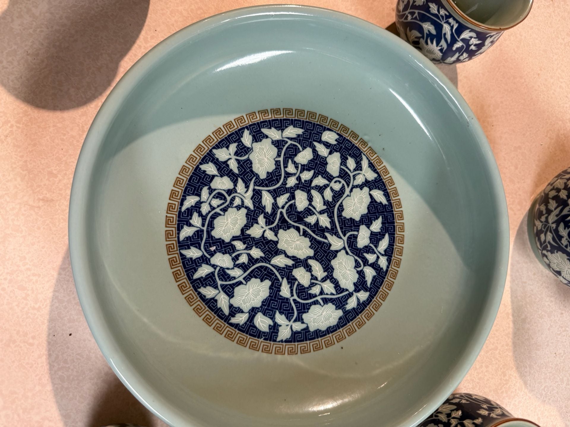 Ruyao Blue and White Floral Ceramic Tea Set with Serving Tray 4