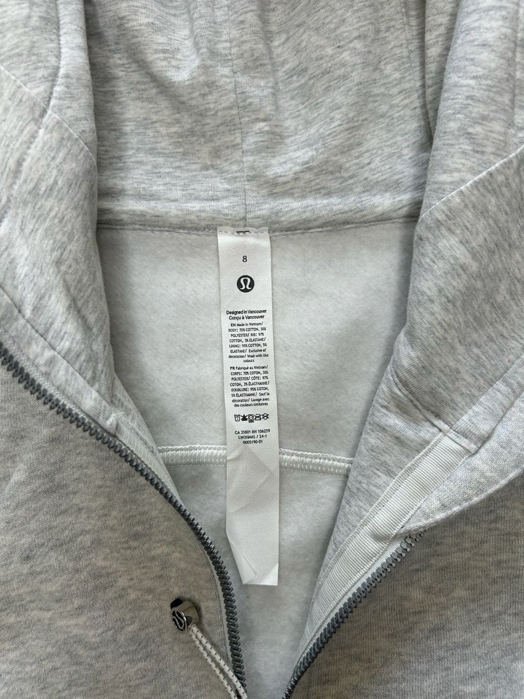 Lululemon Scuba Oversized Full-Zip Hoodie Size 8 Heathered Light Grey 4