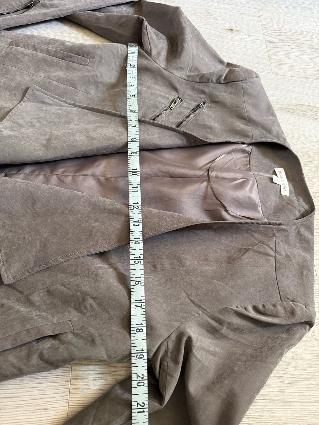 Double Zero Faux Suede Open Front Drape Jacket 7