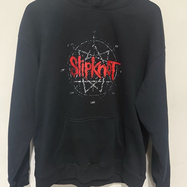 Slipknot Black Hoodie Red Logo Nonagram Graphic Pullover Metal Band Sweatshirt