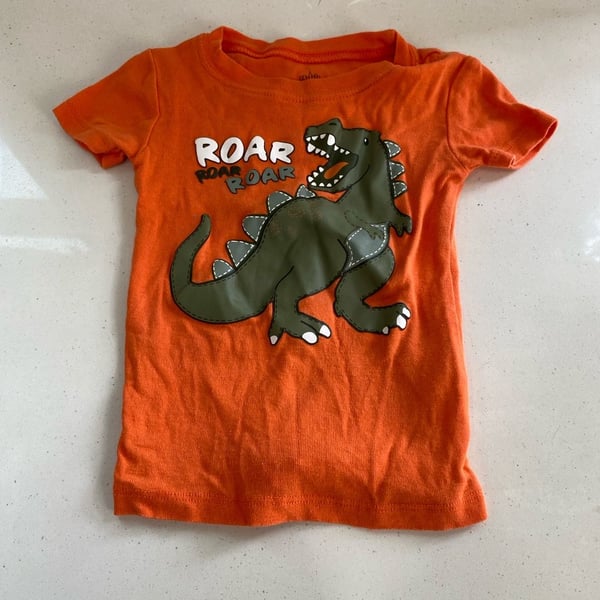Kids Headquarters Dinosaur Graphic T-Shirt Size 3T Orange Short Sleeve