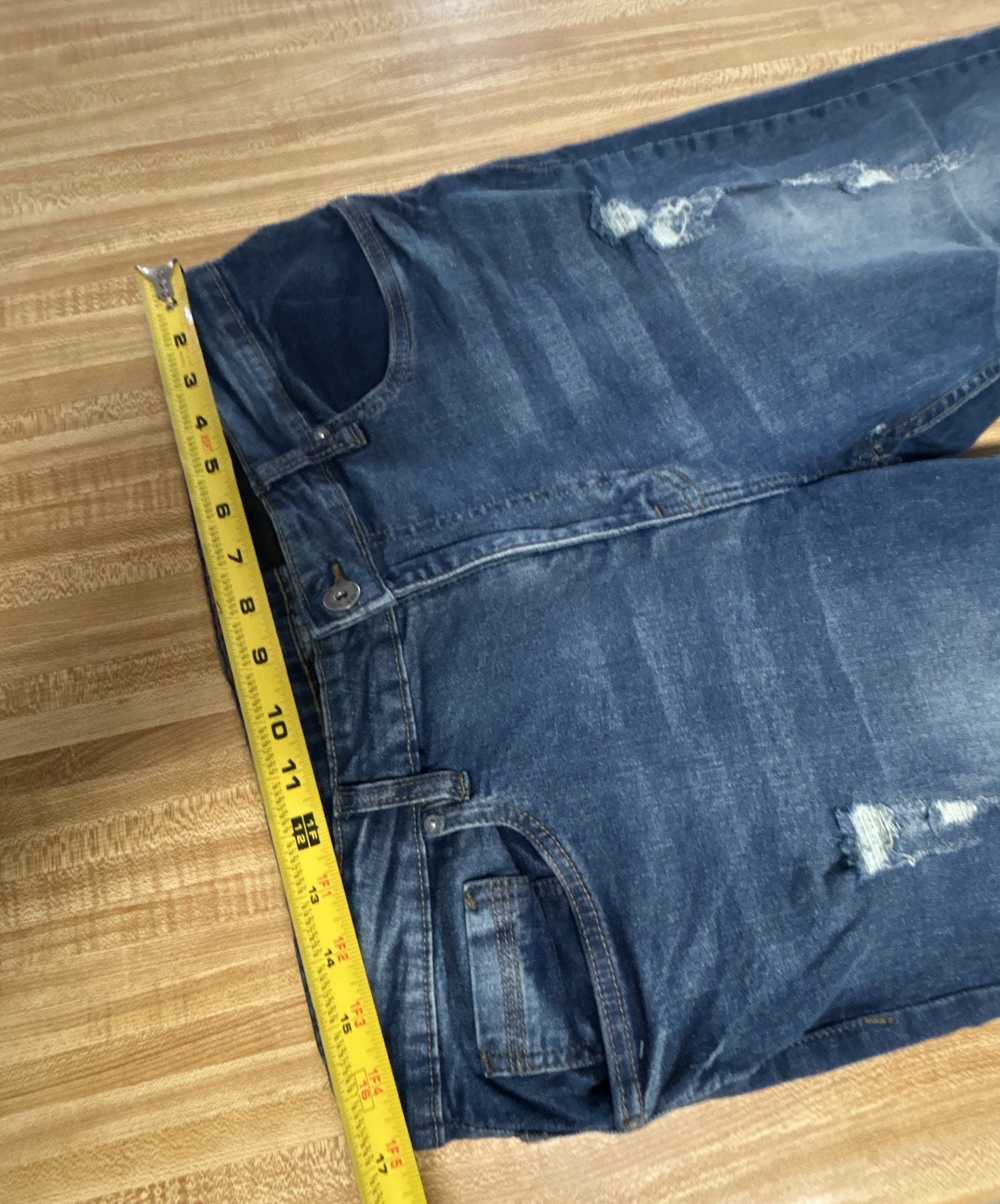 Six Lincoln Slim Fit Distressed Ripped Denim Jeans Size 34x32 Blue (321) 4