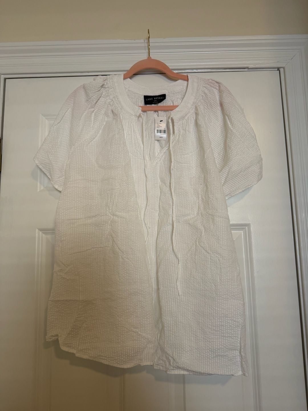 Lane Bryant White Textured Short Sleeve Blouse Size 18/20 2