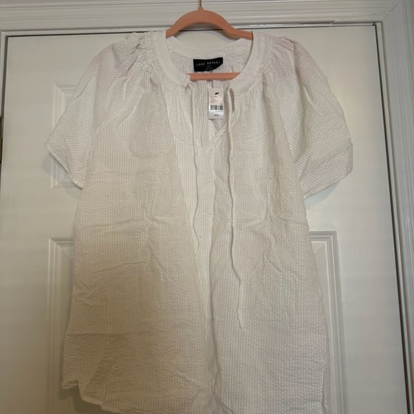 Lane Bryant White Textured Short Sleeve Blouse Size 18/20