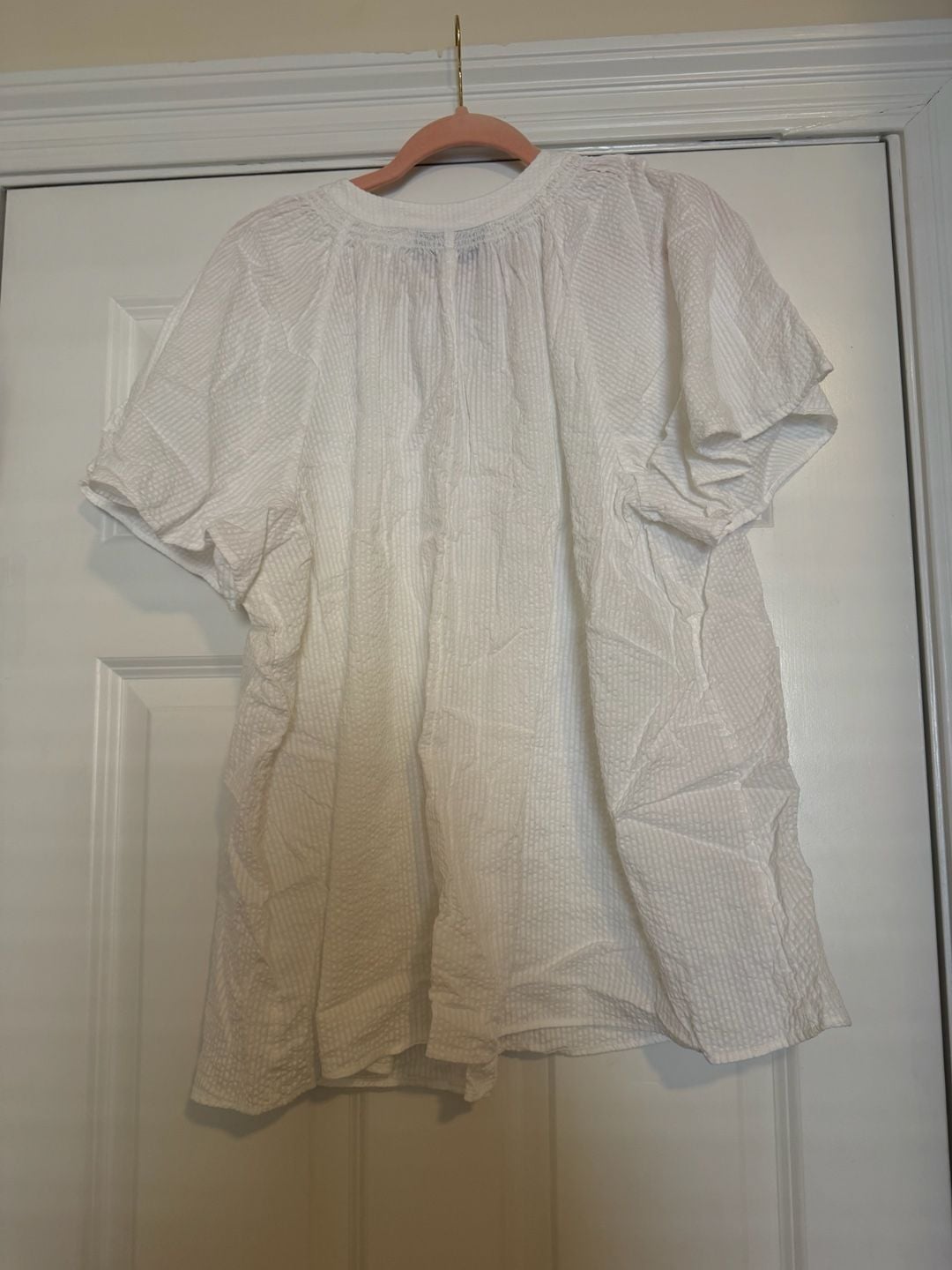 Lane Bryant White Textured Short Sleeve Blouse Size 18/20 5