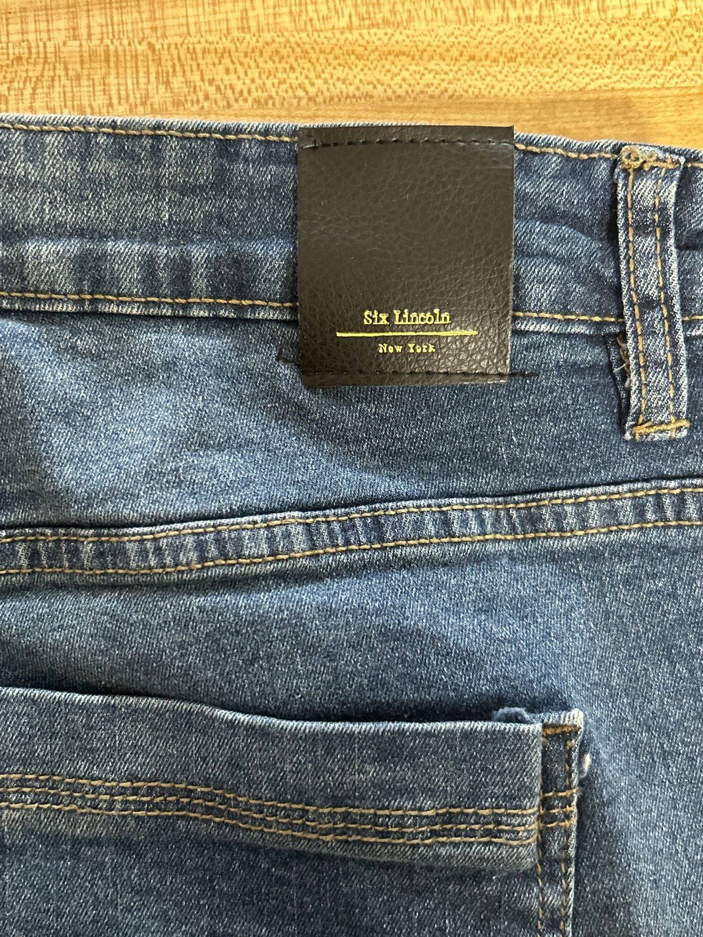 Six Lincoln Slim Fit Distressed Ripped Denim Jeans Size 34x32 Blue (321) 11