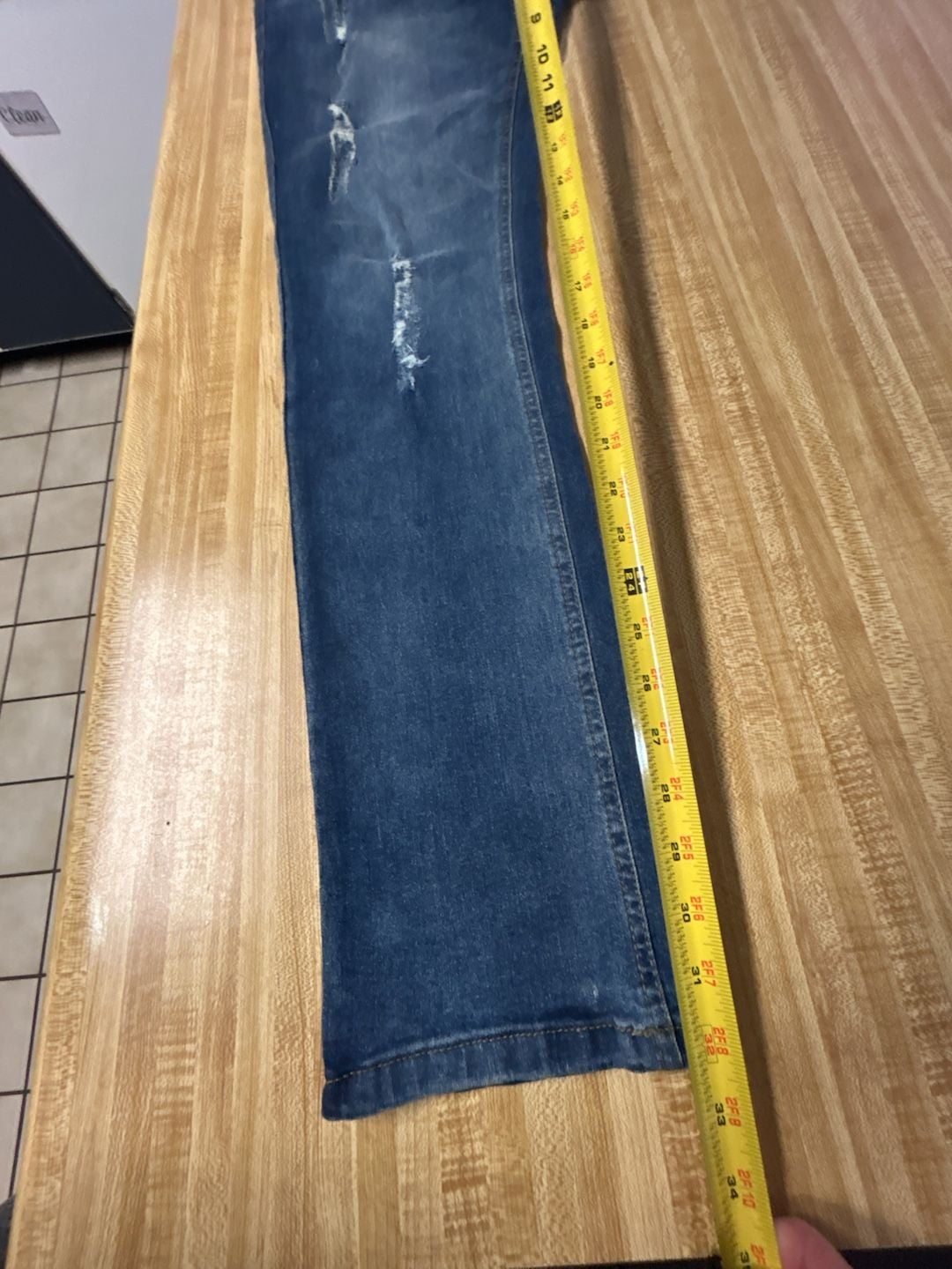 Six Lincoln Slim Fit Distressed Ripped Denim Jeans Size 34x32 Blue (321) 6