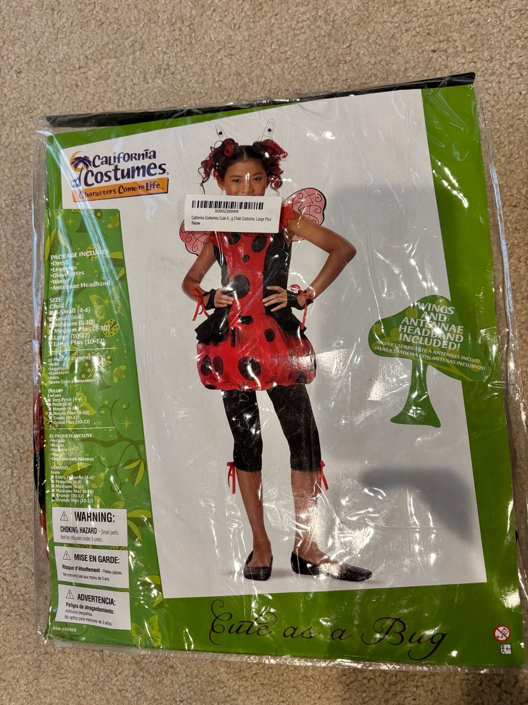 California Costumes Cute as a Bug Ladybug Halloween Costume – Girls Large Plus – Complete Set 2